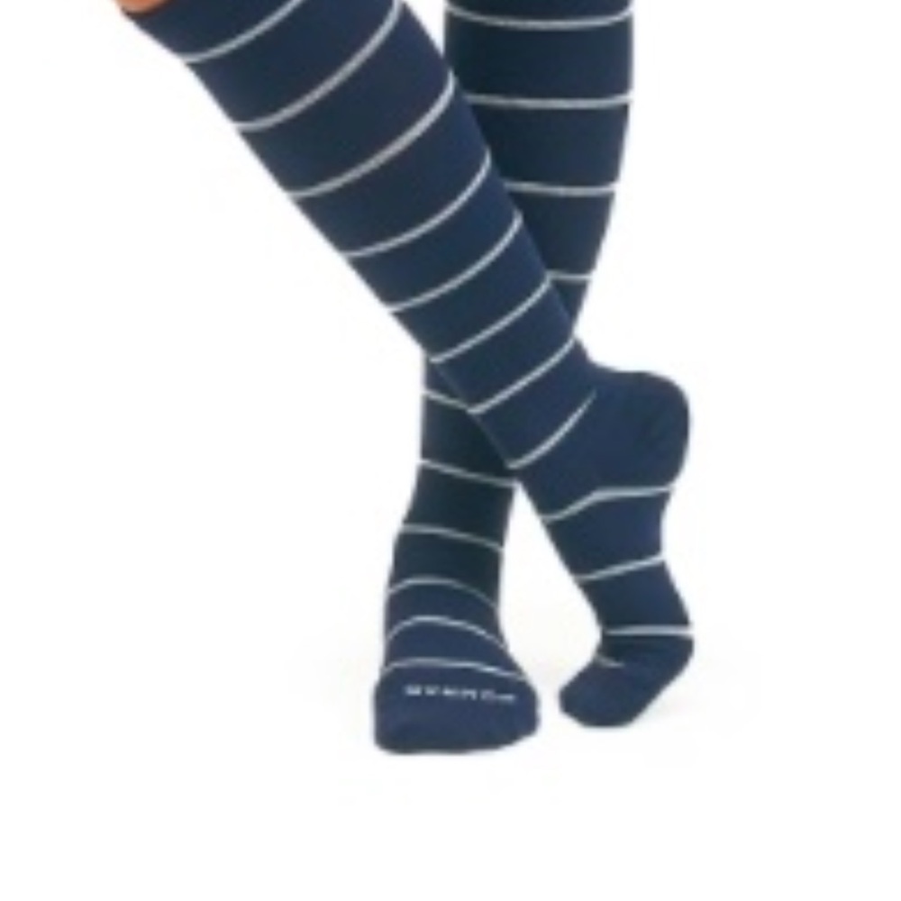 Navy Striped Men's womens compression socks comrad brand